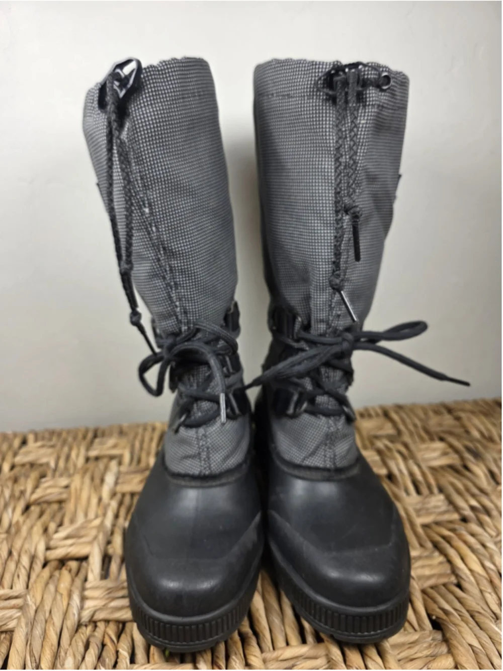 Vintage Sorel Kaufman Canada Women 8 Snow Boots Black Gray Made in Canada Winter